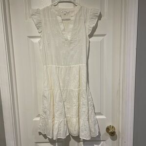 Blu Pepper White Ruffle Sleeve Tiered Dress